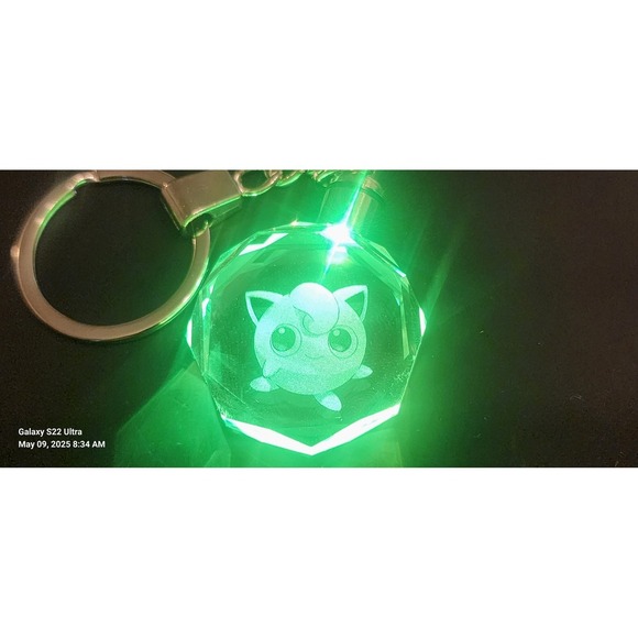 Pokemon Jigglypuff Keychain Crystal LED Light Up Keyring Anime Gift - Picture 3 of 5